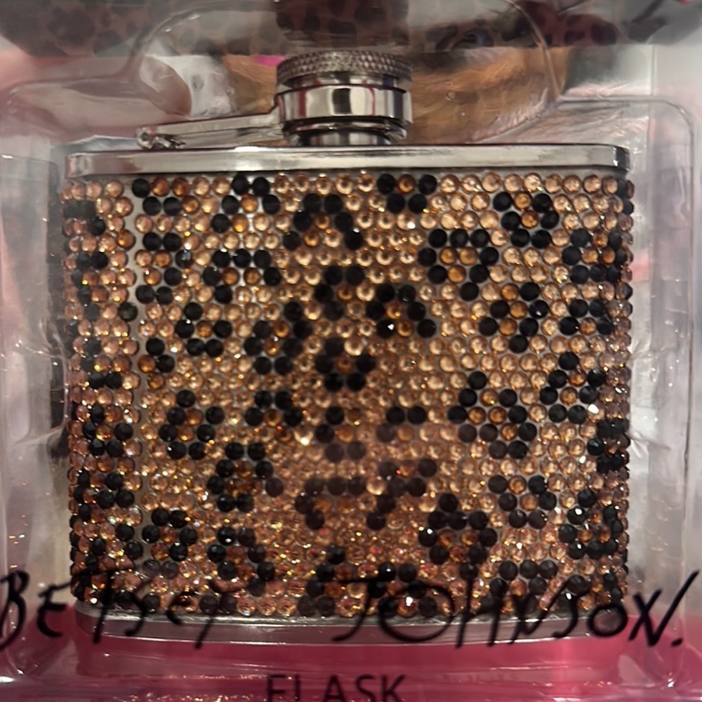 Betsey Johnson Leopard Rhinestone Flask - Picture 3 of 4